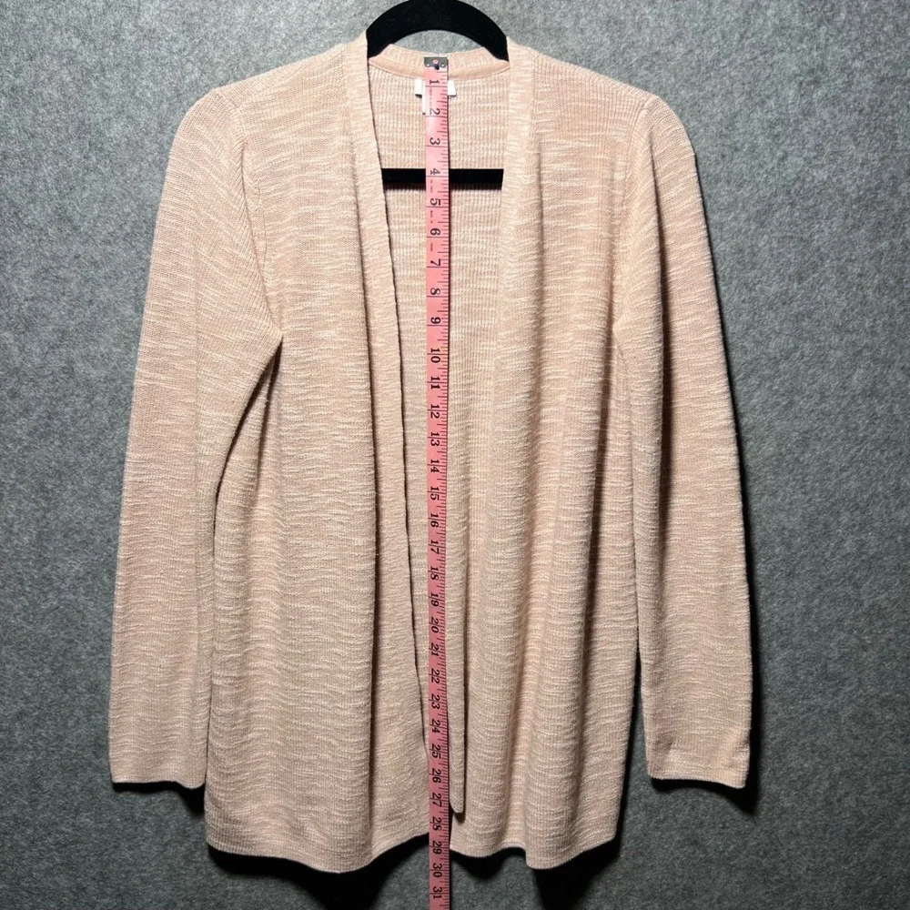 J Jill Pink‎ Marled Knit Open Front Cardigan Sweater Size Large Cotton Linen